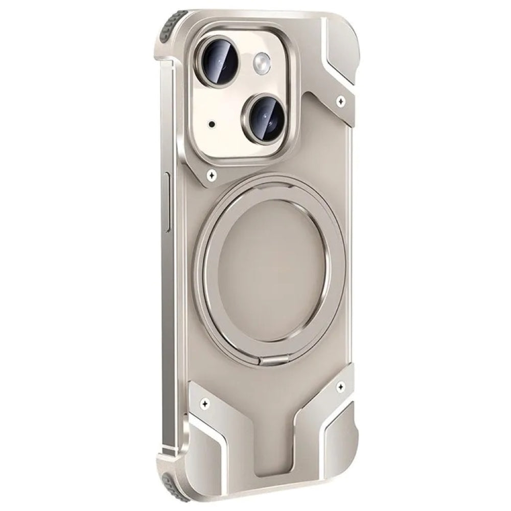 Magnetic Aluminum Alloy Frame Shockproof Phone Case with Ring Holder - iPhone 14 Pro