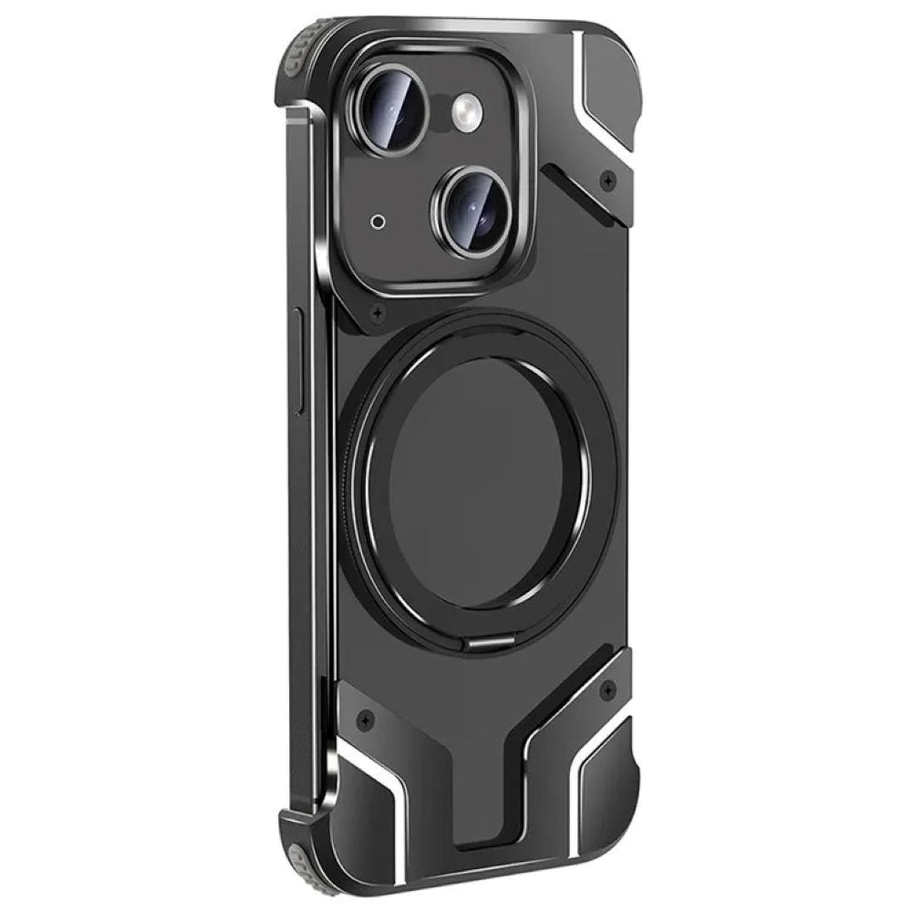 Magnetic Aluminum Alloy Frame Shockproof Phone Case with Ring Holder - iPhone 14 Pro