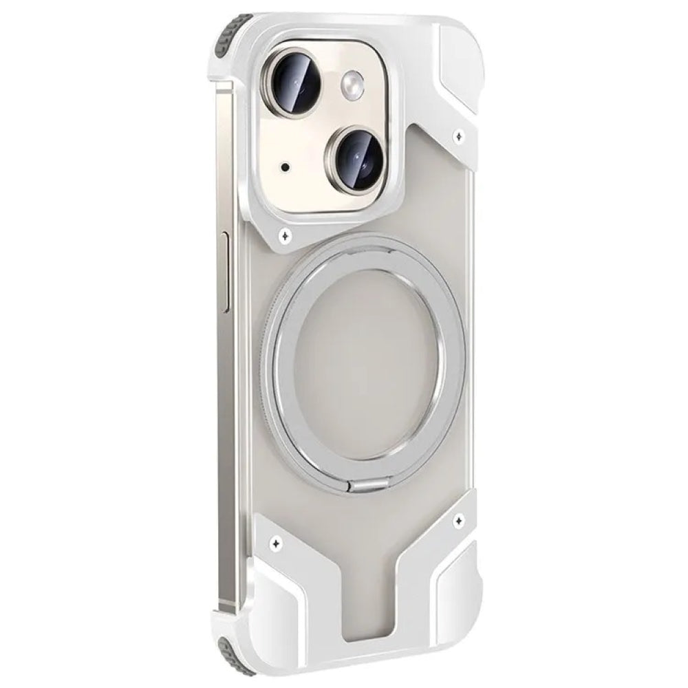 Magnetic Aluminum Alloy Frame Shockproof Phone Case with Ring Holder - iPhone 14 Pro
