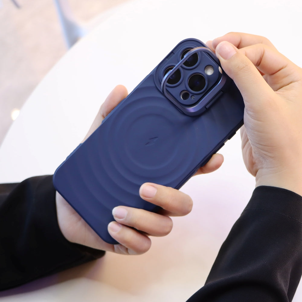 Matte Ripple Pattern Magsafe Silicone Phone Case with Stand