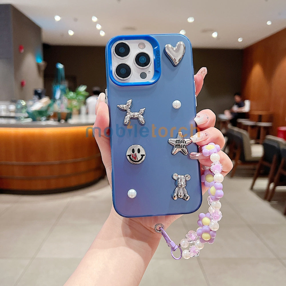 Matte Finish 3D Charm PC (Hard) Phone Case | Mobile Cover with Bracelet - Samsung S23 Ultra