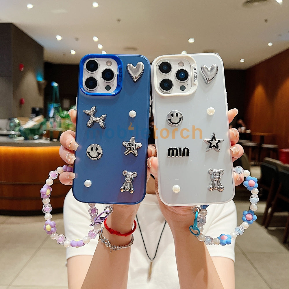 Matte Finish 3D Charm PC (Hard) Phone Case | Mobile Cover with Bracelet - Samsung S23 Ultra