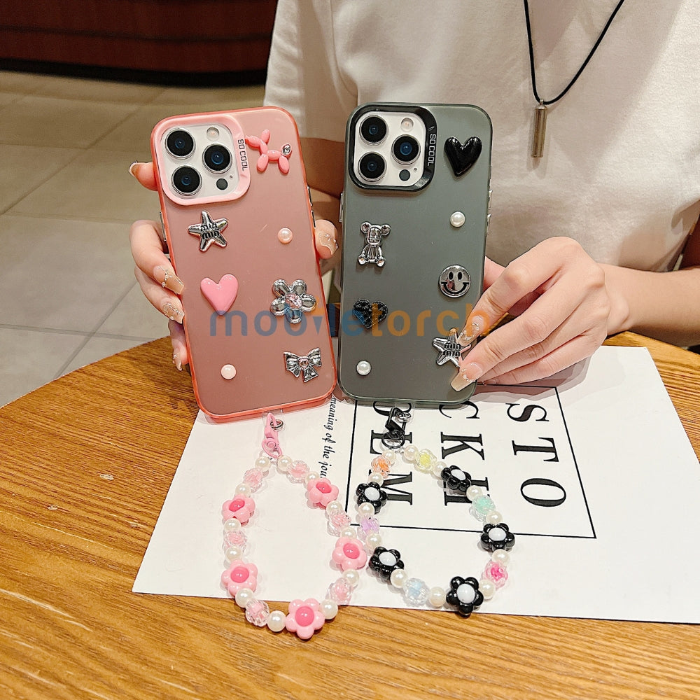 Matte Finish 3D Charm PC (Hard) Phone Case | Mobile Cover with Bracelet - Samsung S23 Ultra