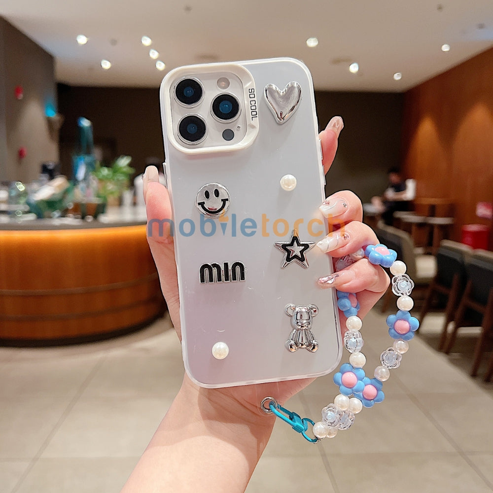 Matte Finish 3D Charm PC (Hard) Phone Case | Mobile Cover with Bracelet - Samsung S23 Ultra