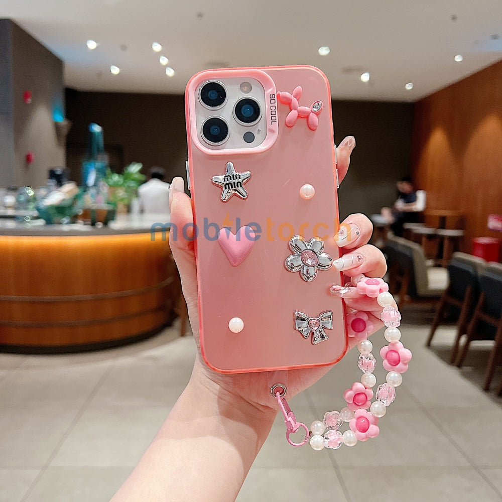 Matte Finish 3D Charm PC (Hard) Phone Case | Mobile Cover with Bracelet - Samsung S23 Ultra