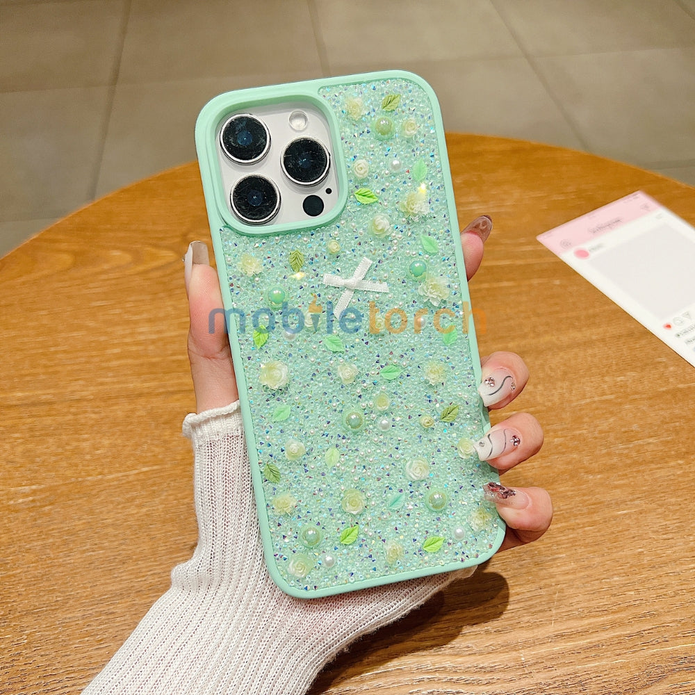 Miniature Rose Glitter Flower PC (Hard) Phone Case - Samsung S24