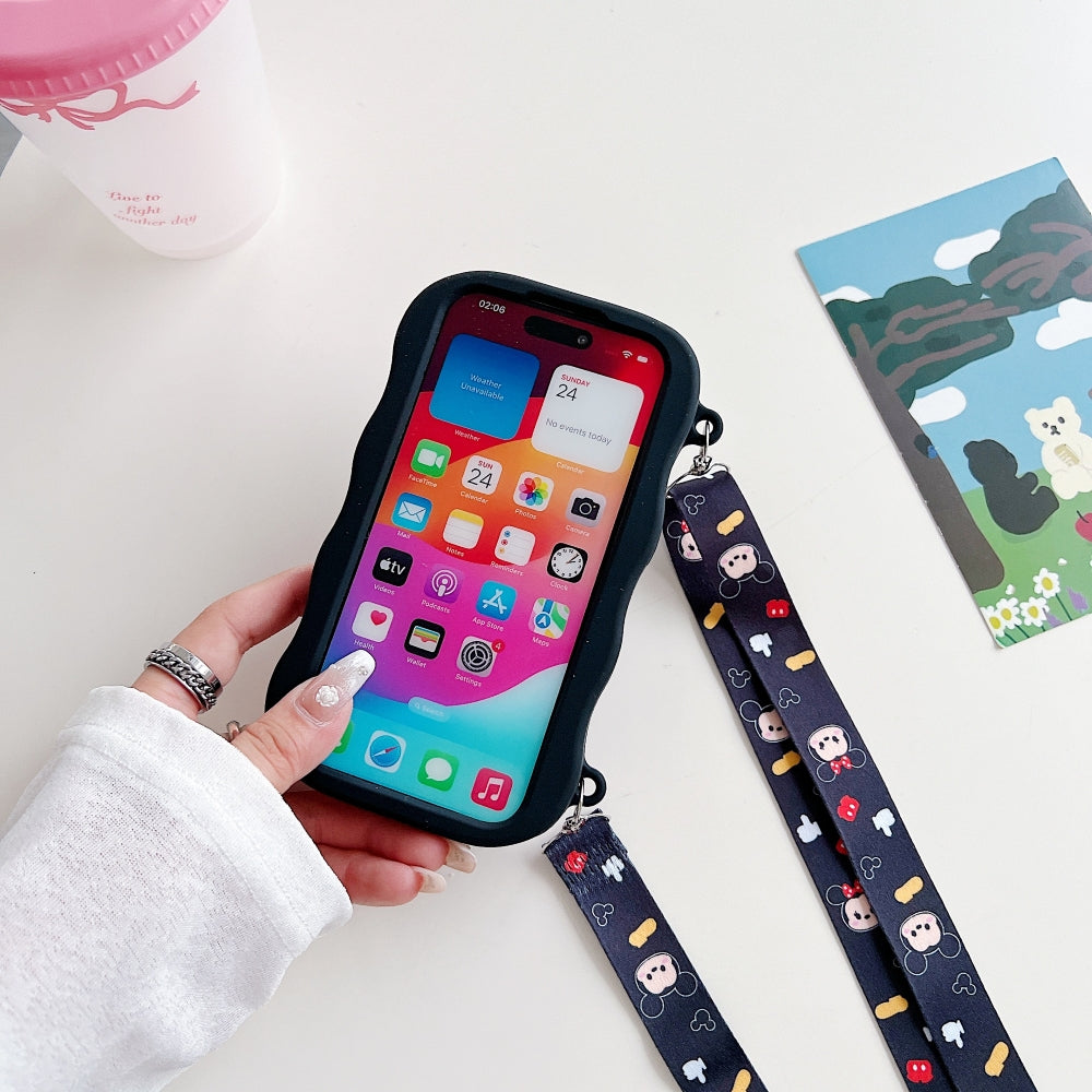 Minnie Cartoon Kickstand Phone Case with Shoulder Strap