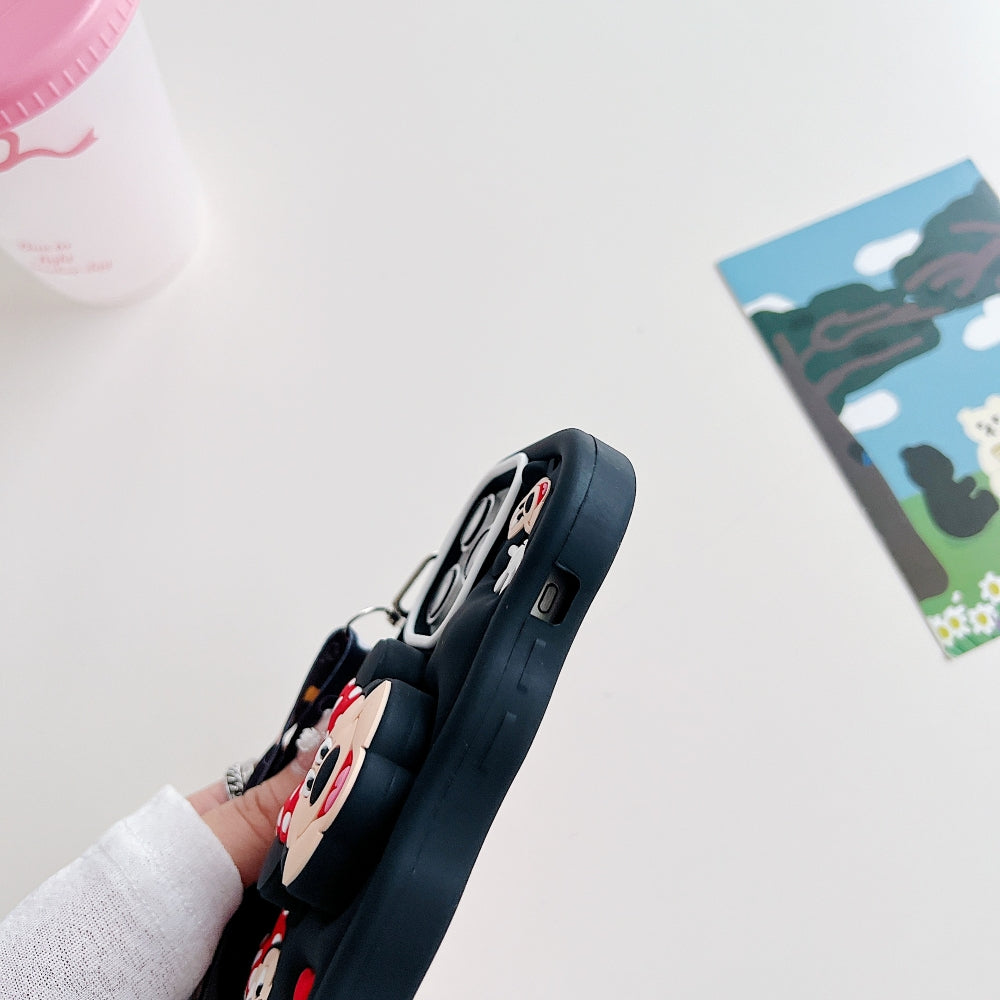 Minnie Cartoon Kickstand Phone Case with Shoulder Strap