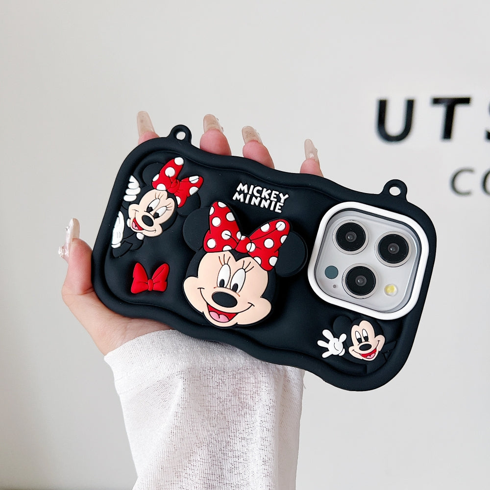 Minnie Cartoon Kickstand Phone Case with Shoulder Strap