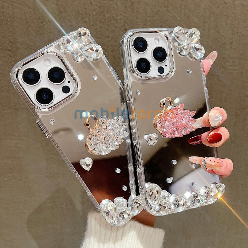 Mirror Flash Diamond Swan TPU (Soft) Phone Case - iPhone 15