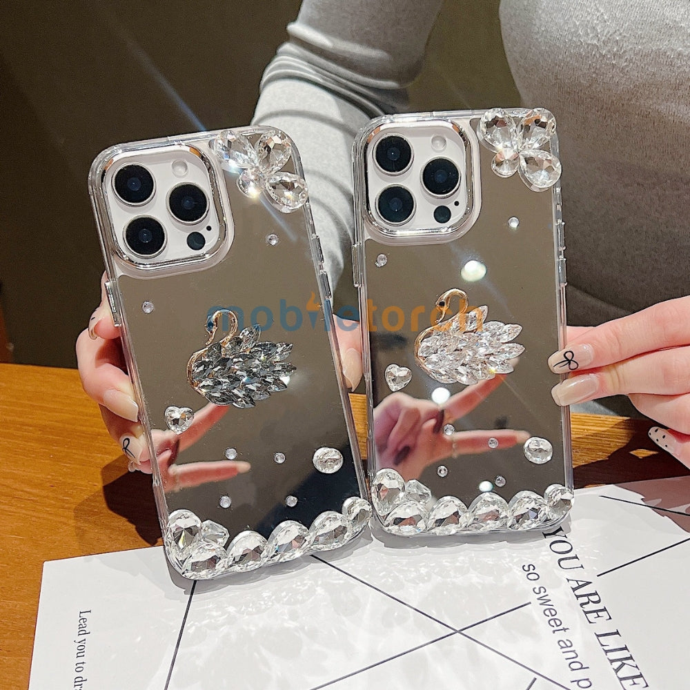 Mirror Flash Diamond Swan TPU (Soft) Phone Case - iPhone 15
