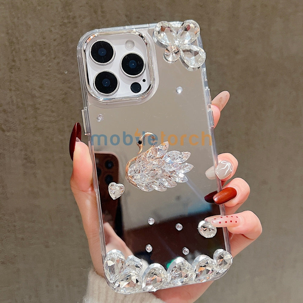 Mirror Flash Diamond Swan TPU (Soft) Phone Case - iPhone 15