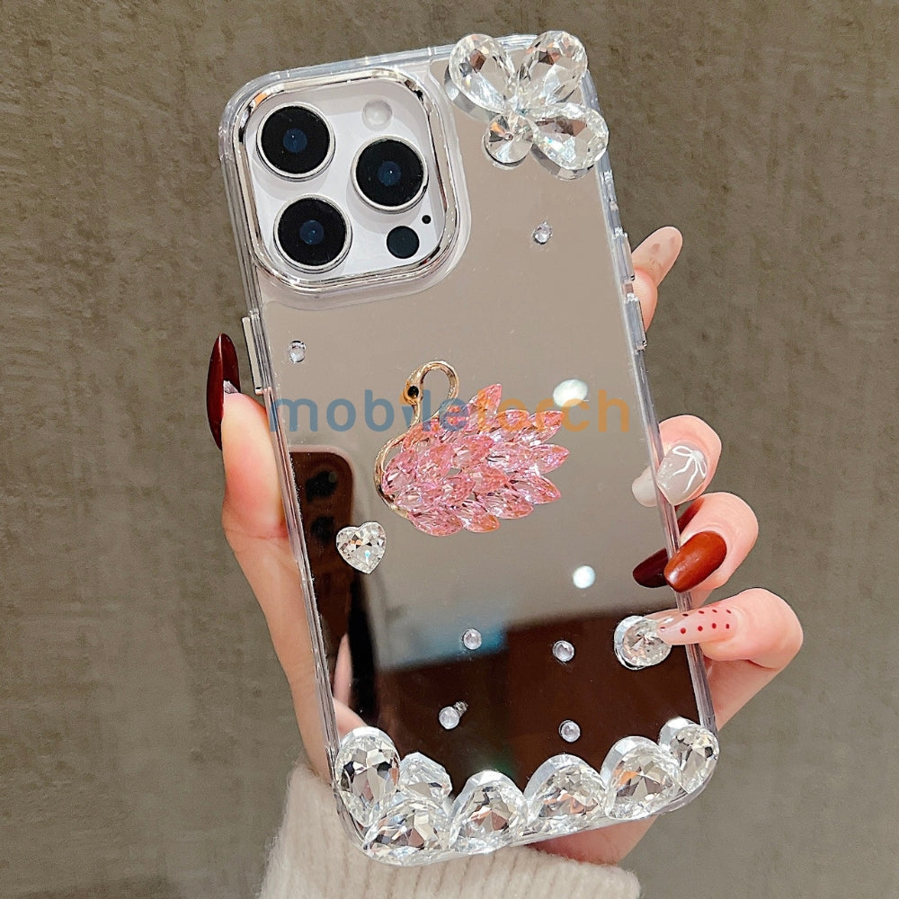 Mirror Flash Diamond Swan TPU (Soft) Phone Case - iPhone 15