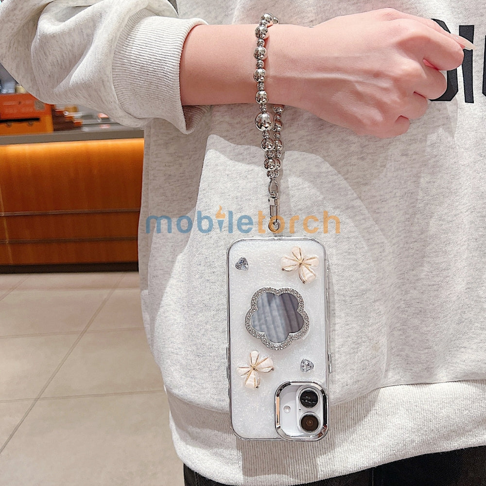 Mirror Rubber Gel TPU (Soft) Phone Case with Bracelet - iPhone 15 Pro Max
