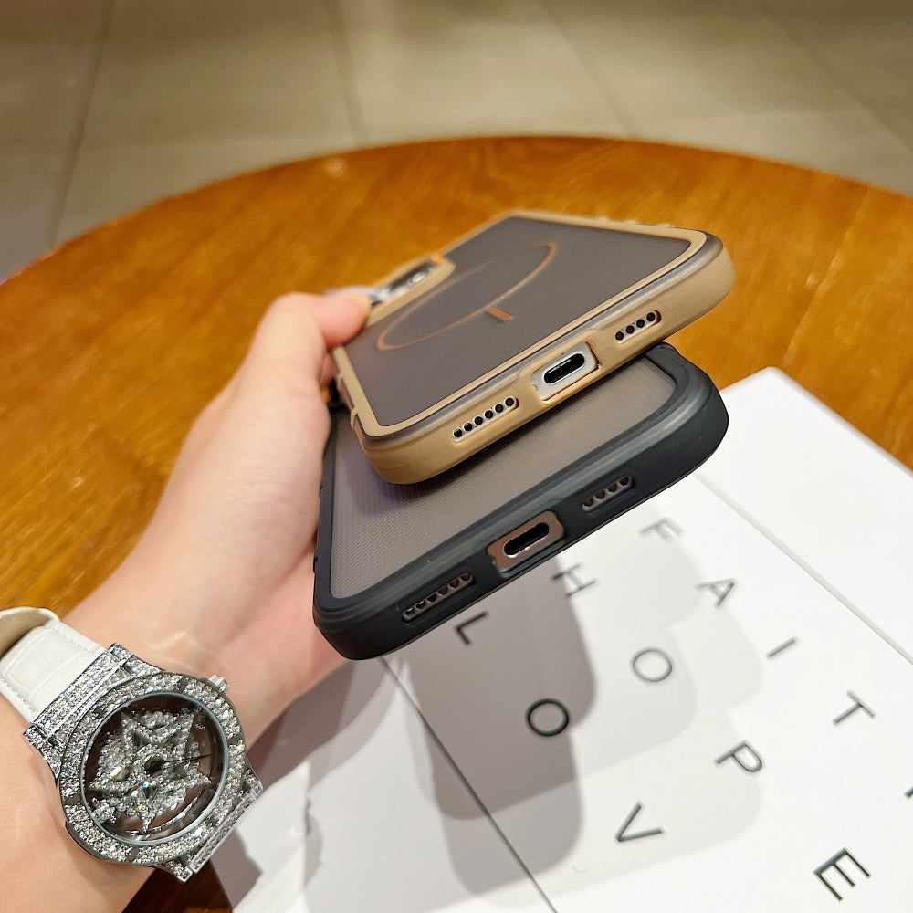 New Style Grid Pattern Fine Circle Magnetic Phone Case