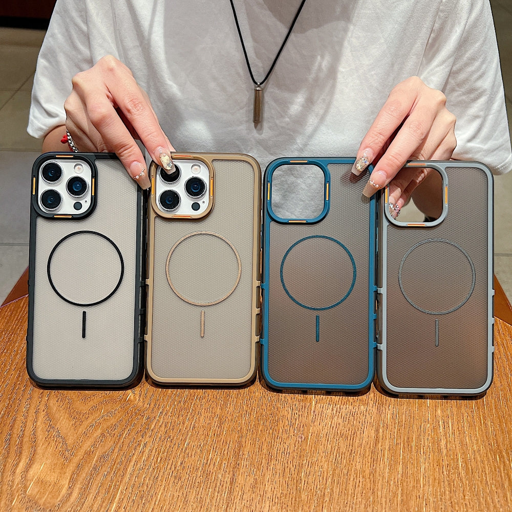 New Style Grid Pattern Fine Circle Magnetic Phone Case