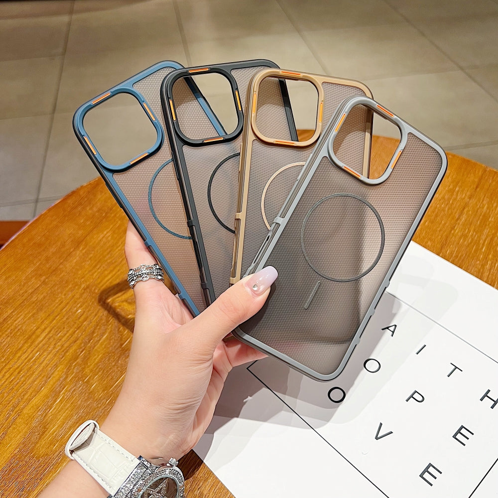 New Style Grid Pattern Fine Circle Magnetic Phone Case