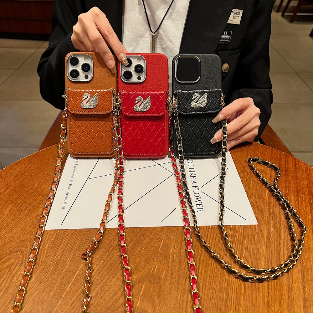 Leather Wallet with Lanyard Sling Phone Case