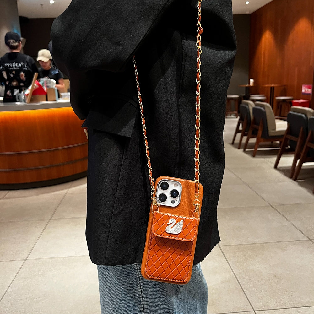 Leather Wallet with Lanyard Sling Phone Case