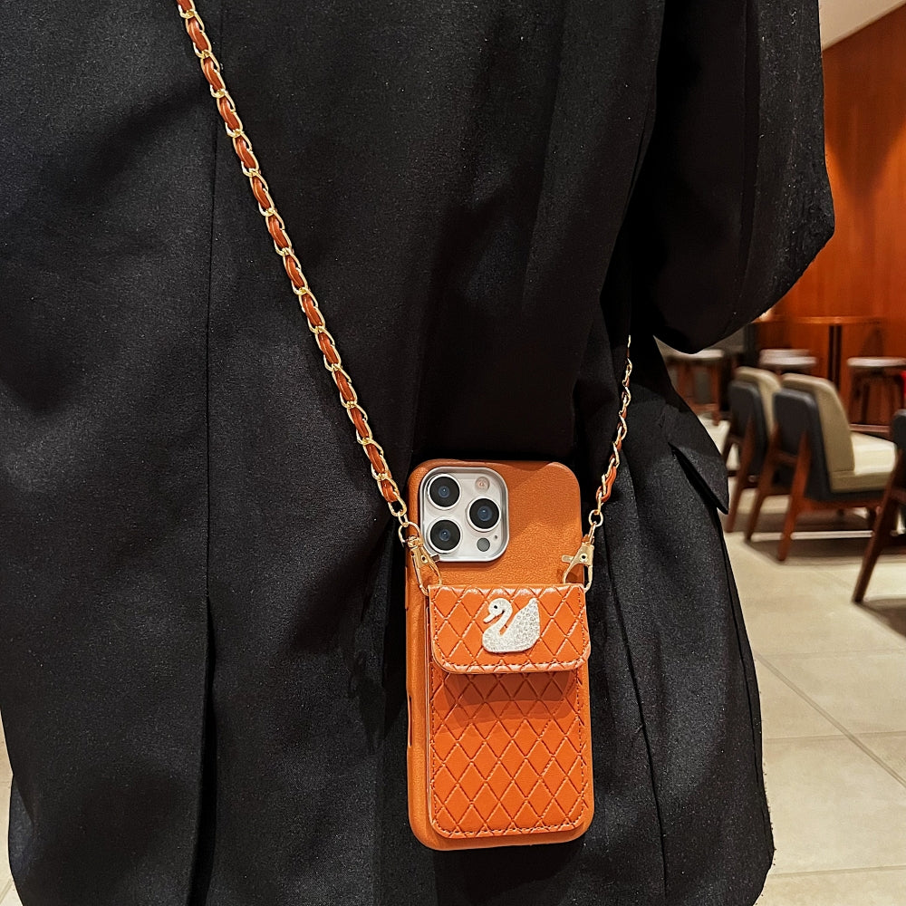 Leather Wallet with Lanyard Sling Phone Case