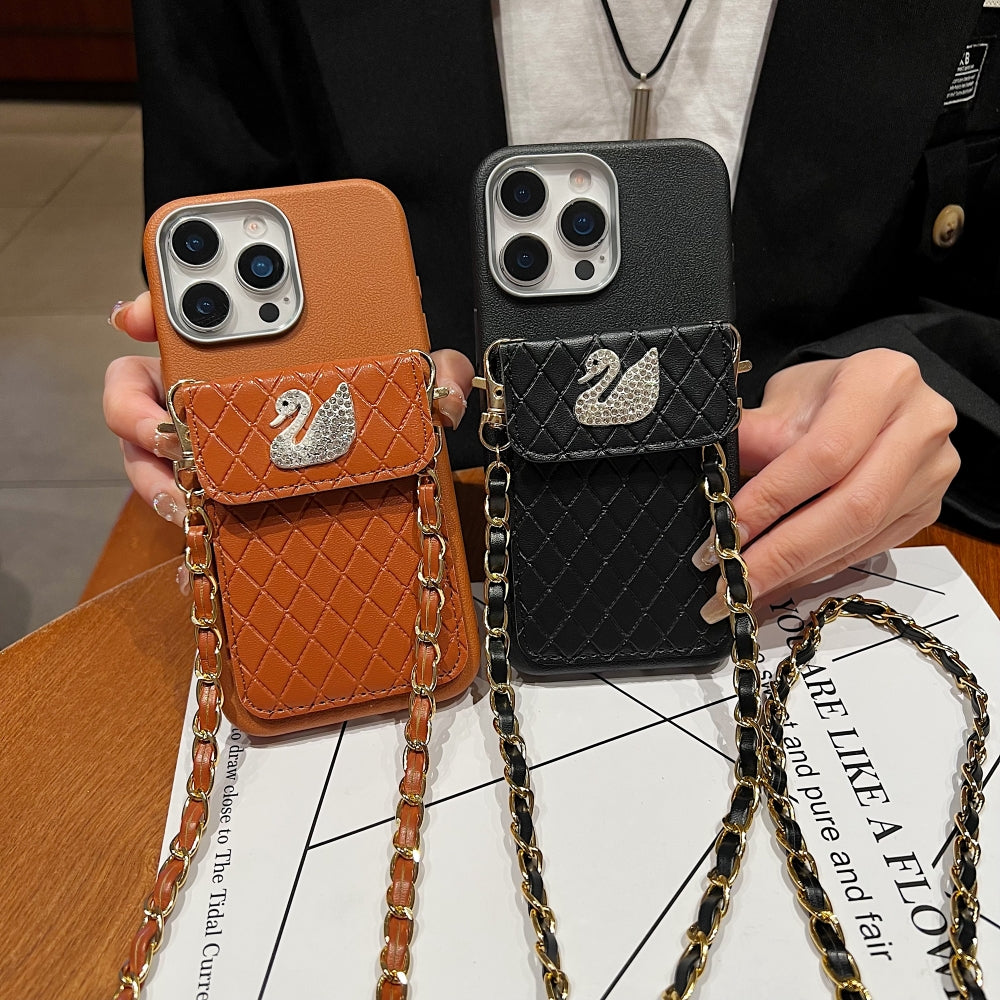 Leather Wallet with Lanyard Sling Phone Case