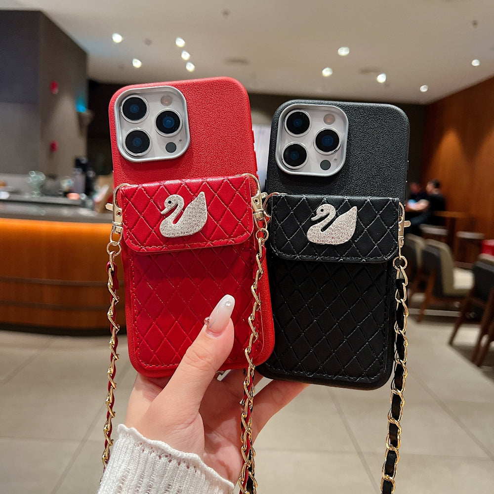 Leather Wallet with Lanyard Sling Phone Case