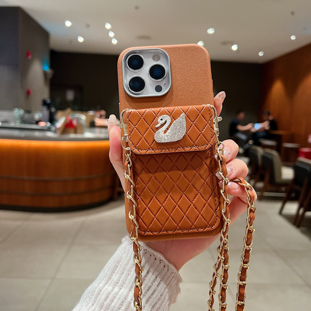 Leather Wallet with Lanyard Sling Phone Case