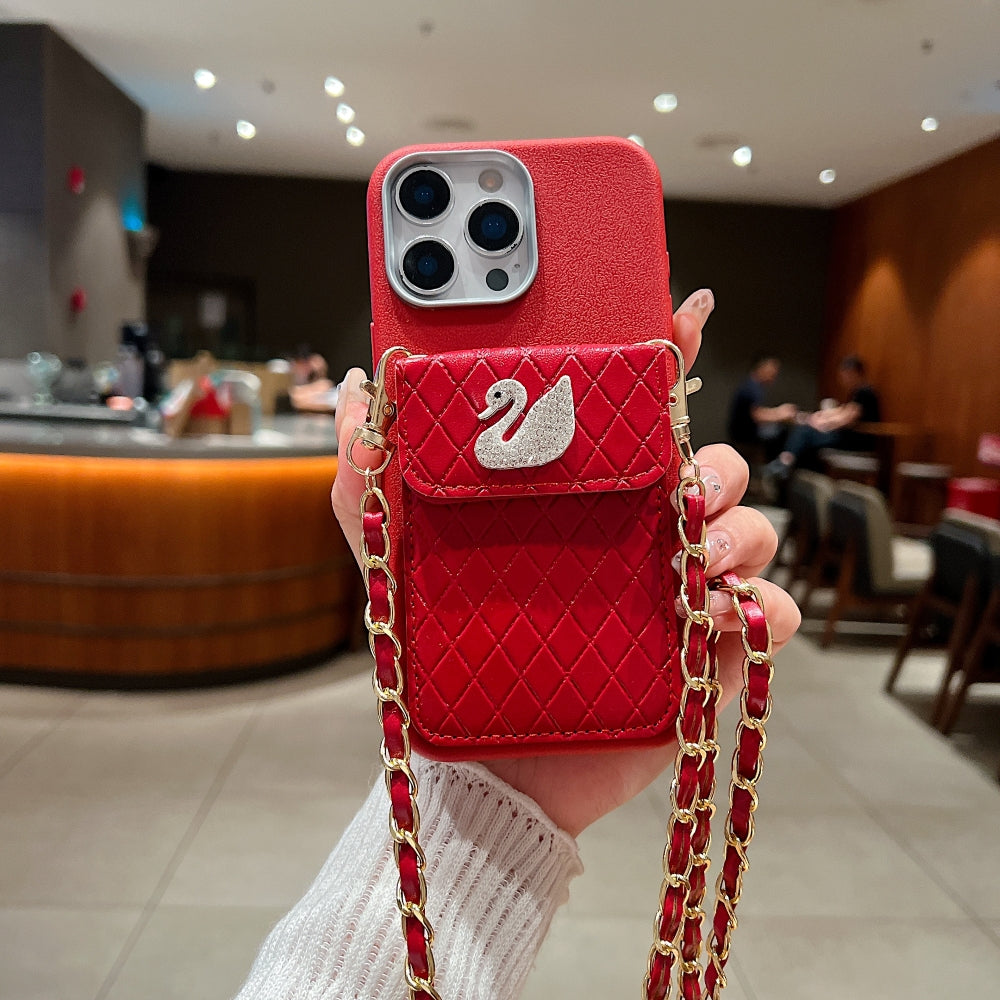 Leather Wallet with Lanyard Sling Phone Case