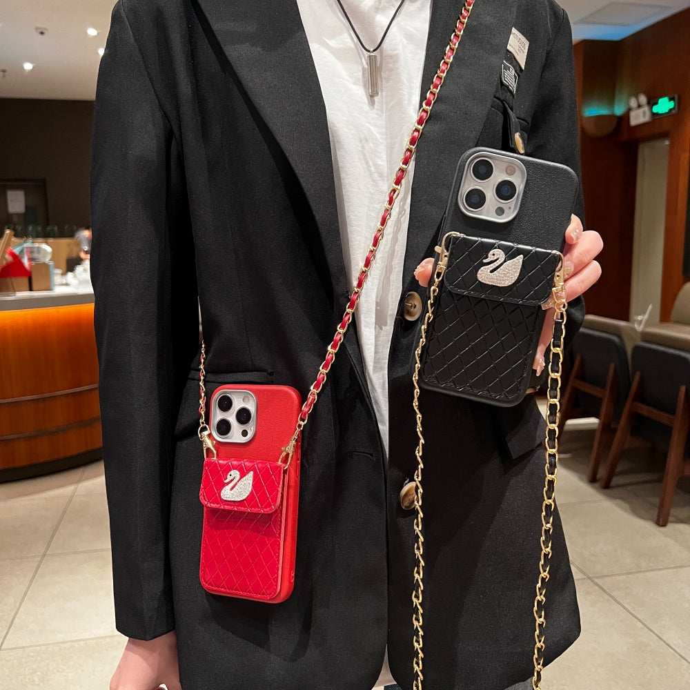 Leather Wallet with Lanyard Sling Phone Case