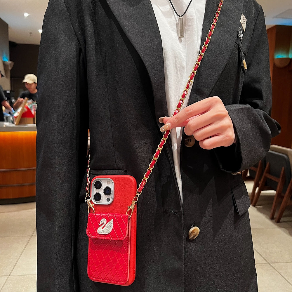 Leather Wallet with Lanyard Sling Phone Case