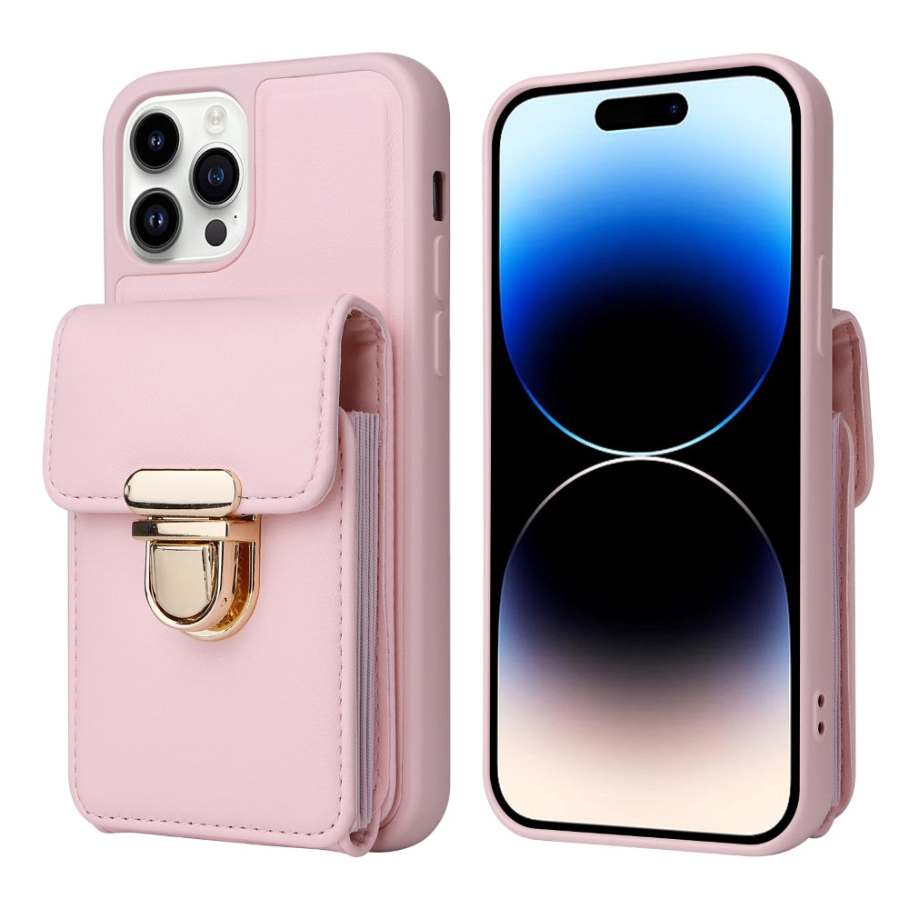 PU Leather Card Holder Case with Adjustable Crossbody Strap - iPhone 12 Pro Max
