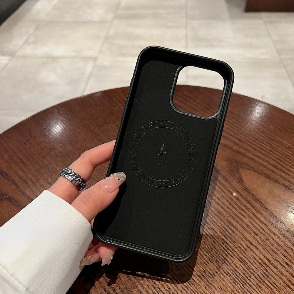PU Leather Magnetic Charger Phone Case - iPhone 16 Plus