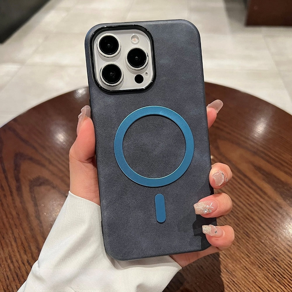 PU Leather Magnetic Charger Phone Case - iPhone 16 Plus