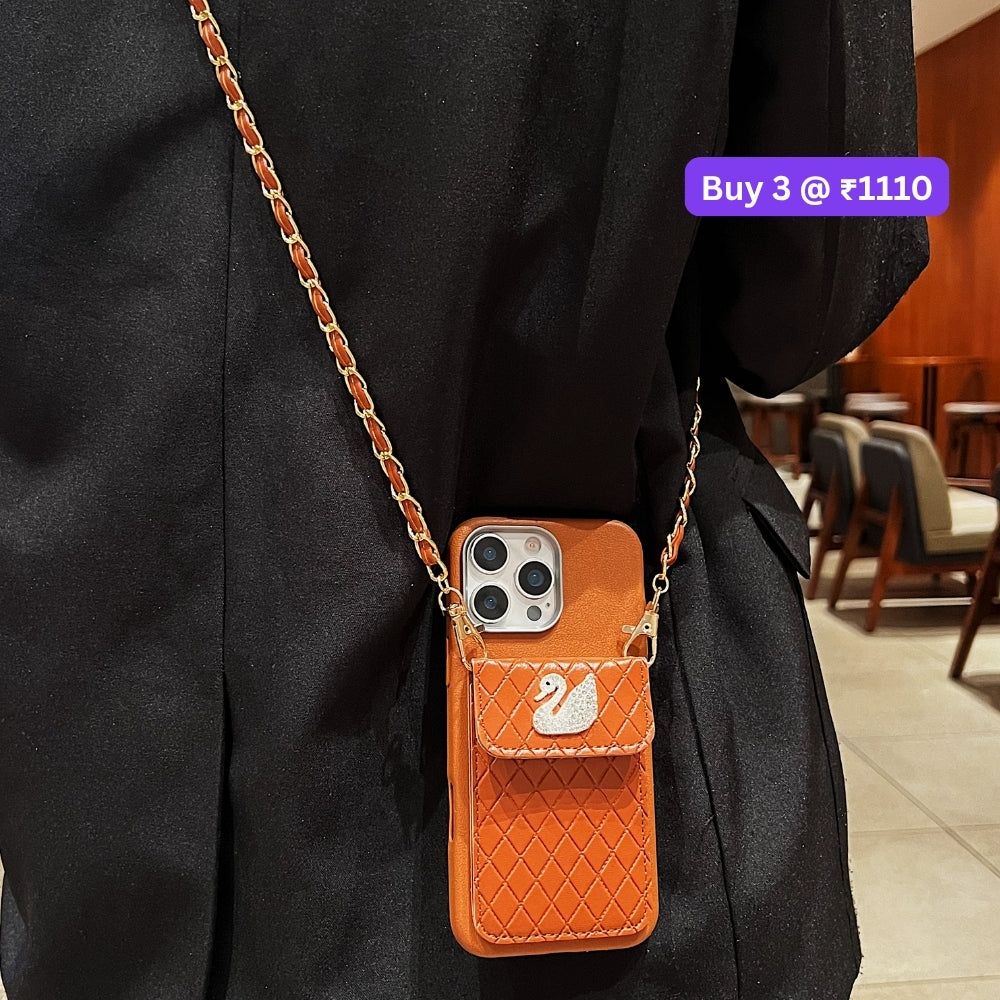 PU Leather Wallet with Lanyard Sling Phone Case | Mobile Cover - iPhone 13