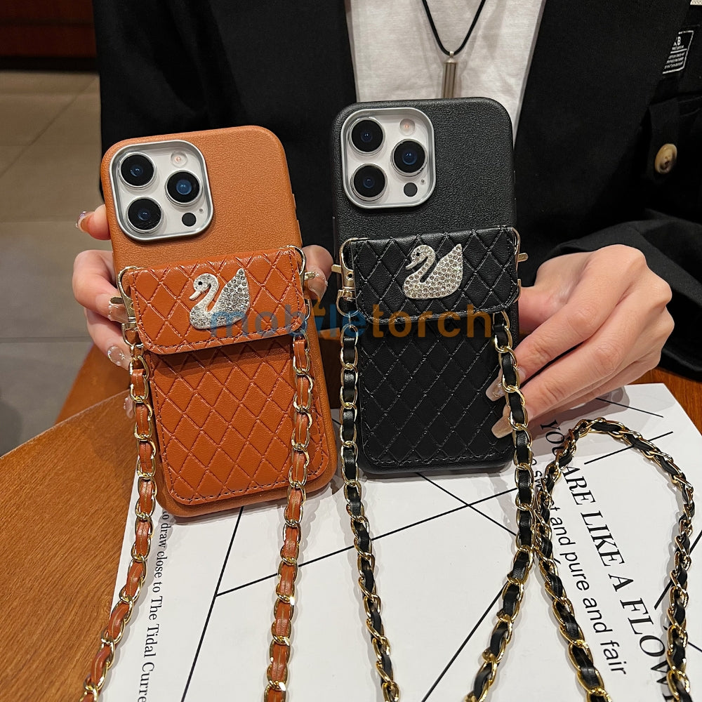 PU Leather Wallet with Lanyard Sling Phone Case | Mobile Cover - iPhone 16 Plus