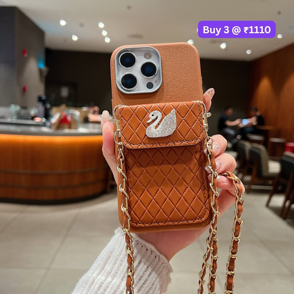 PU Leather Wallet with Lanyard Sling Phone Case | Mobile Cover - iPhone 13