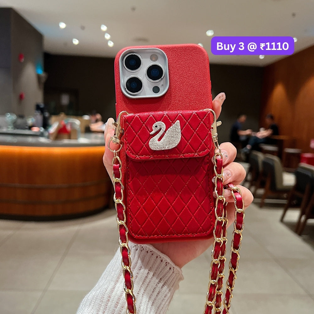 PU Leather Wallet with Lanyard Sling Phone Case | Mobile Cover - iPhone 13