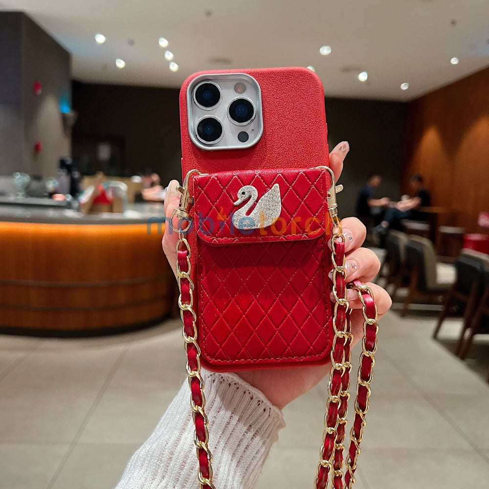 PU Leather Wallet with Lanyard Sling Phone Case | Mobile Cover - iPhone 16 Plus