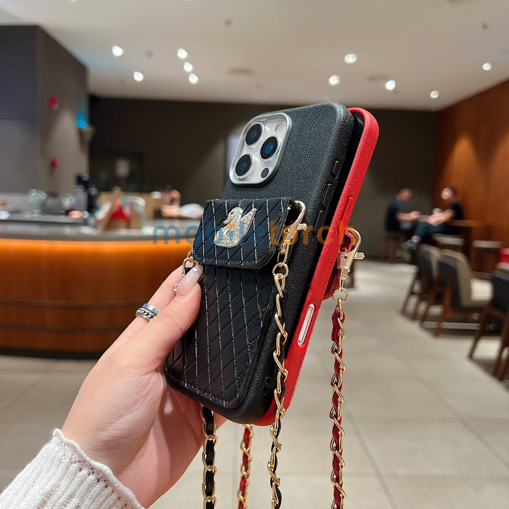 PU Leather Wallet with Lanyard Sling Phone Case | Mobile Cover - iPhone 16 Plus