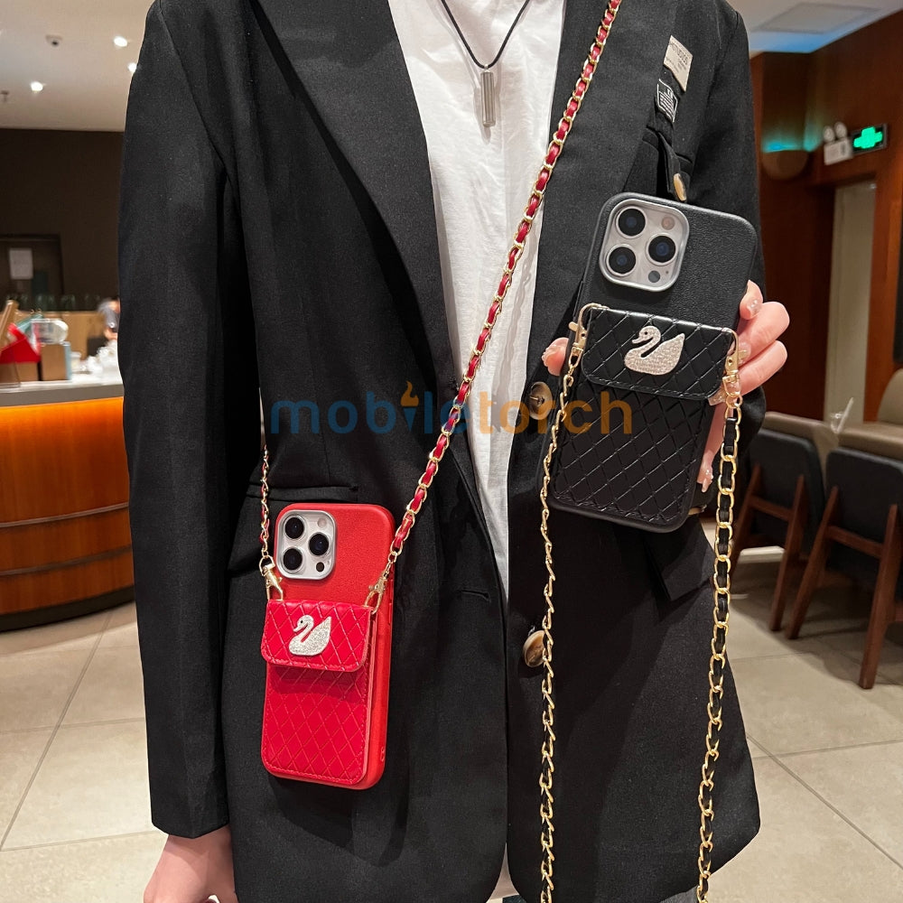 PU Leather Wallet with Lanyard Sling Phone Case | Mobile Cover - iPhone 16 Plus