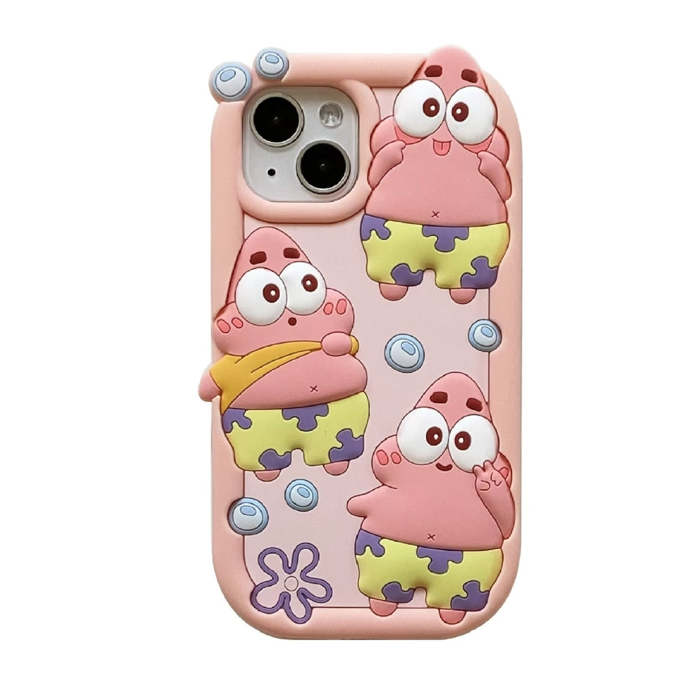 Patrick Star Cartoon TPU (Soft) Silicone Phone Case with Bracelet - iPhone 15 Pro Max