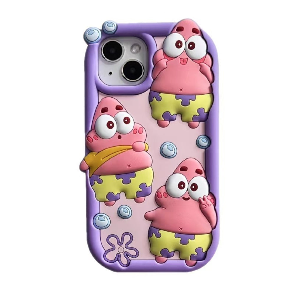 Patrick Star Cartoon TPU (Soft) Silicone Phone Case with Bracelet - iPhone 15 Pro Max