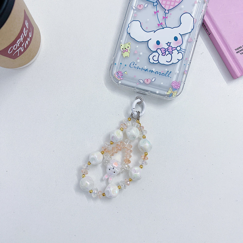 Crystal and Pearl Beads Chain Phone Charm | Handbag Charm | Keychain