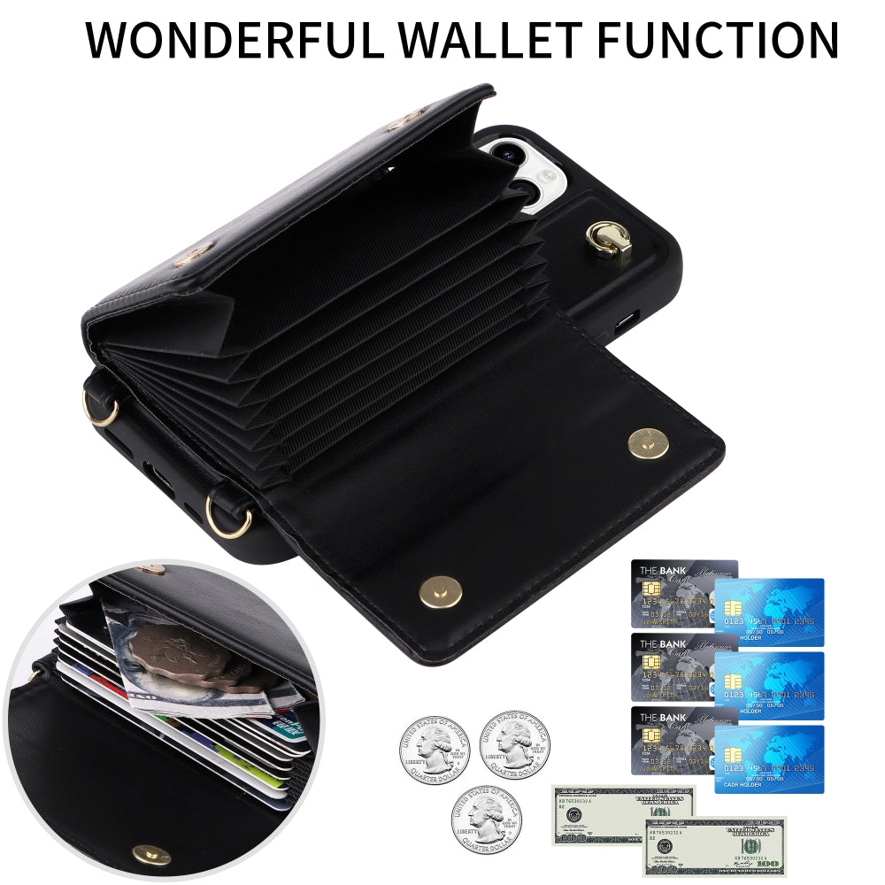 Phone Protective PU Leather Wallet Purse Case with Card Holder - iPhone 14 Plus