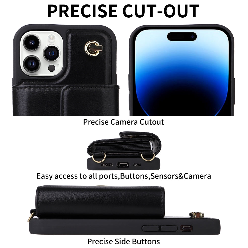 Phone Protective PU Leather Wallet Purse Case with Card Holder - iPhone 14 Plus