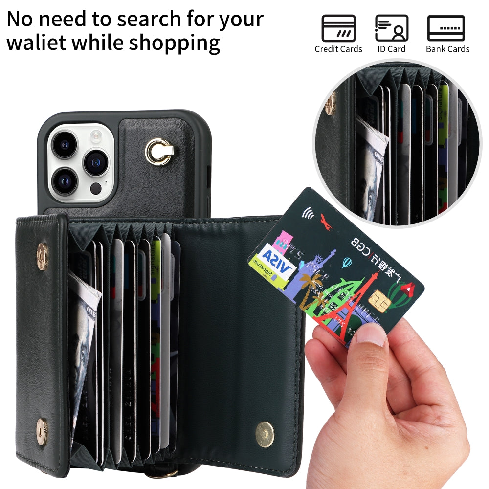 Phone Protective PU Leather Wallet Purse Case with Card Holder - iPhone 14 Plus