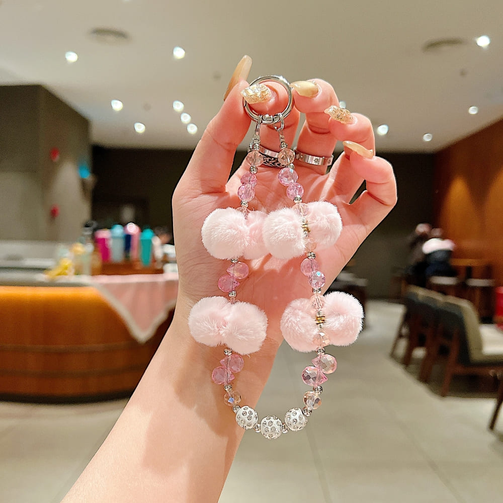 Pom Pom Beaded Phone Charm | Keychain | Handbag Charm