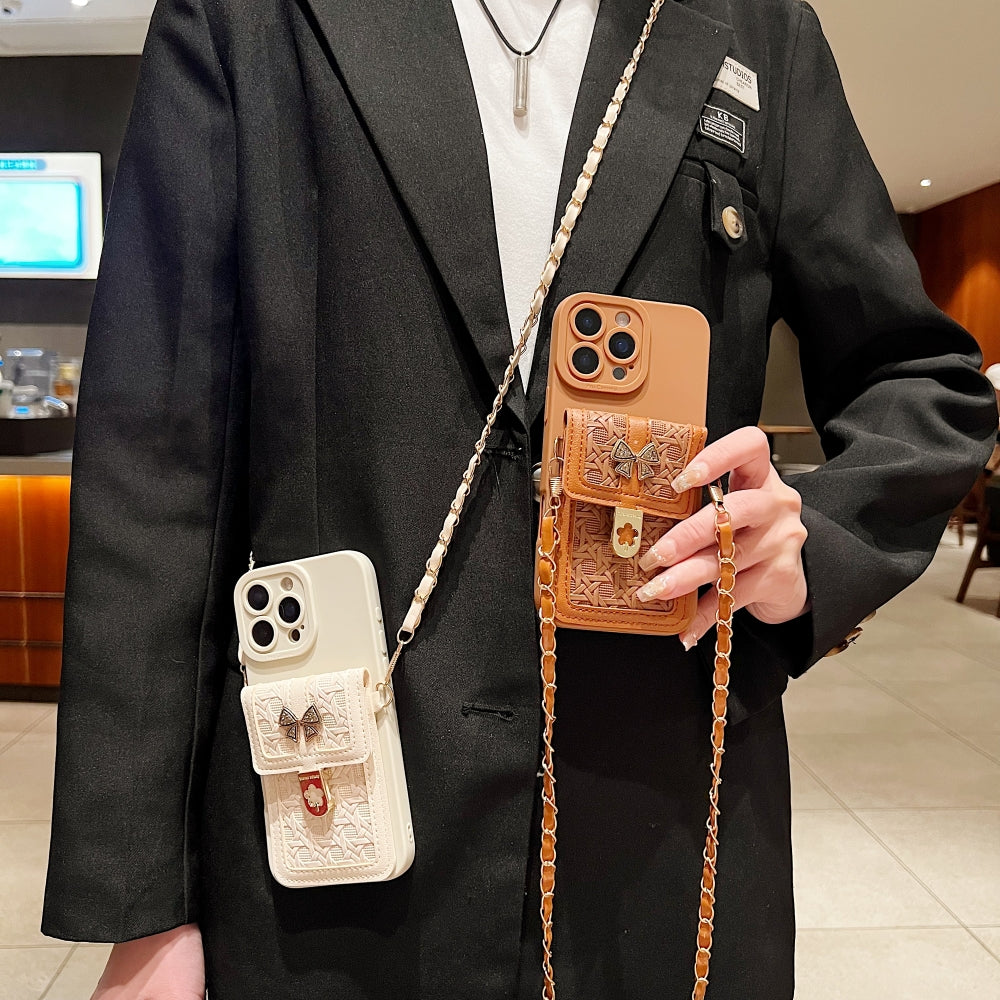 Portable Crossbody Strap Wallet Camera Protection Phone Case