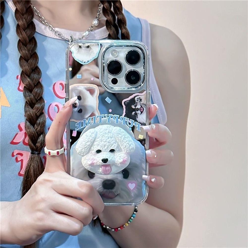 Puppy Face Luxury Plating Case with Puppy Face Stand- iPhone 15 Pro