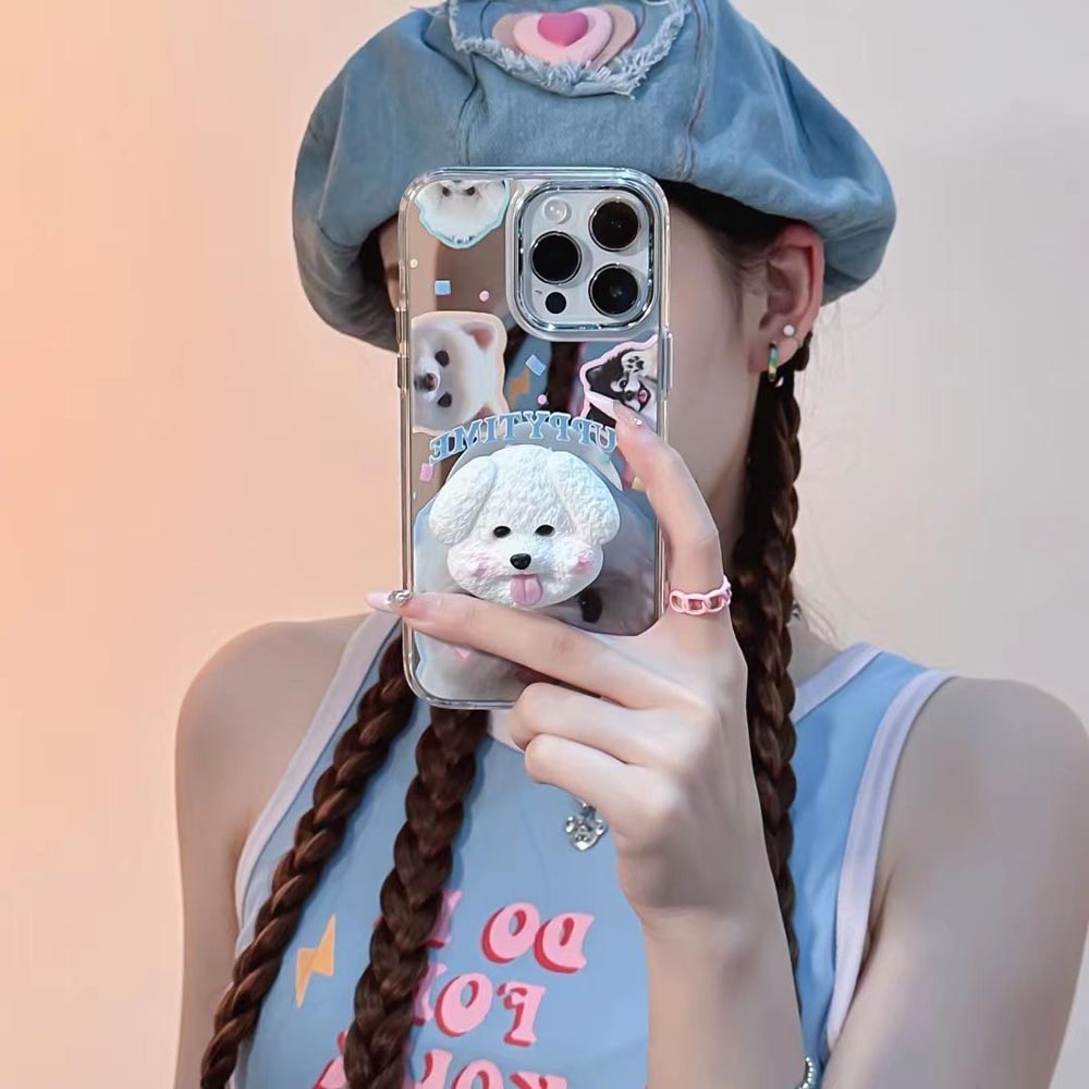 Puppy Face Luxury Plating Case with Puppy Face Stand- iPhone 12 Pro Max